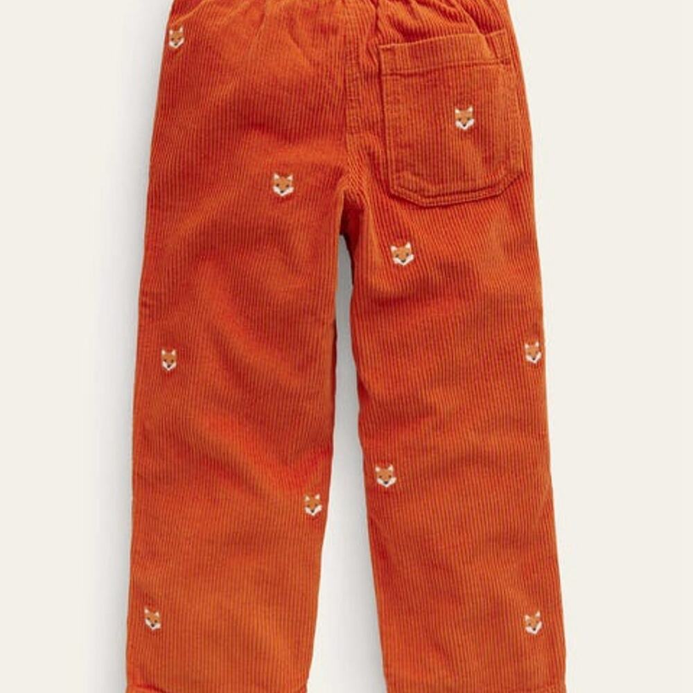 NWT Mini Boden Embroidery Cord Chunky Pull-On - Autumn maple orange Fox (3Y) - Picture 4 of 5